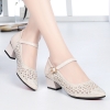 Mã M021: Giày sandal lưới da thật cao cấp dành cho nữ, gót trung bình, gót dày