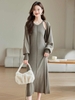 Mã K591: set đầm len 2 chi tiết không tay váy dài
