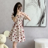 Mã L682: Váy thiết kế tay bồng cổ vuông họa tiết hoa kiểu Pháp