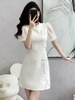 Mã M052: Đầm jacquard tay phồng cao cấp, sang trọng tinh tế; đầm đen nhỏ kiểu Trung Quốc hiện đại, nữ tính; sườn xám
