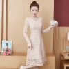 Mã H694: Đầm ren nữ dáng xuông rộng che bụng
