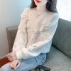 Mã G694: Áo nỉ hoa đính kim cương nữ xuân thu thiết kế mới len