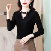Mã L197: Áo thun dài tay dệt kim màu đen cho nữ