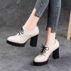 Mã L078 Giày cao gót đế dày kẻ caro dập nổi siêu cao gót