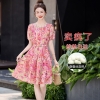 Mã L799: Váy voan lụa hoa hồng cho nữ mùa hè