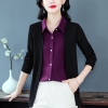 Mã L188: áo sơ mi nữ trung niên phối len ngoài