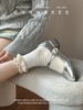 Mã M290: Giày Mary Jane nữ kiểu Pháp mũi tròn, gót chunky màu bạc cao cấp