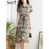 Mã L363: váy đẹp cao cấp voan in họa tiết polo retro kiểu dáng mới cho nữ cao cấp mùa