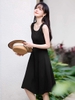 Mã M195: Đầm công sở thanh lịch Mo Han Yi Mei, dáng ôm, kiểu Hepburn không tay