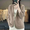 Mã K731: áo khoác len nữ dệt kim dáng rộng