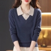 Mã L374: áo len cashmere dệt kim phụ nữ cao cấp áo len cổ POLO