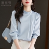 Mã M063: Áo sơ mi trắng cổ đứng kiểu Pháp dành cho nữ