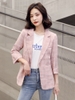 Mã D358: áo khoác vest nữ kẻ sọc