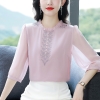 Mã L190: áo sơ mi nữ voan lụa trung niên
