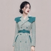 Mã C531: áo khoác nữ mùa đông dài Houndstooth suit kiểu Pháp