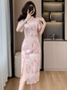 Mã L684: Váy sườn xám xẻ tà cổ chéo phong cách Trung Hoa mới thanh lịch