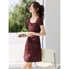 Mã M188: Đầm Mo Han cổ chữ U, thắt eo, siêu xinh, mẫu đầm xếp ly
