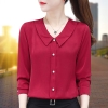 Mã L507: Áo sơ mi sọc nơ nữ đẹp cao cấp tay dài trung niên
