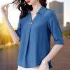 Mã M033: Áo sơ mi nữ cỡ lớn dáng rộng tay lửng