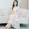 Mã C051: Đầm voan hoa chiết eo nữ