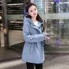 Mã K688: áo khoác mùa đông nữ dài vừa cotton dây eo