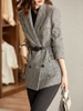 Mã C242: áo khoác dạ nữ retro houndstooth mới eo