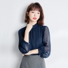Mã A813: áo sơ mi nữ cổ tròn voan cao cấp phong cách phương Tây