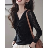 Mã L012: Áo thun cổ chữ V áo sơ mi nữ cao cấp gợi cảm thời trang tay dài