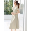 Mã M189: Đầm thanh lịch, giản dị, màu trắng ánh trăng, xếp ly, ôm eo