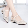 Mã M021: Giày sandal lưới da thật cao cấp dành cho nữ, gót trung bình, gót dày