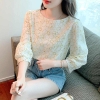 Mã L017: Áo sơ mi voan hoa tay ba phần tư nữ cao cấp hè