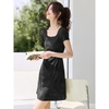 Mã M188: Đầm Mo Han cổ chữ U, thắt eo, siêu xinh, mẫu đầm xếp ly