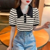 Mã K594: Áo thun nữ cổ polo sọc sang trọng và đẹp mắt