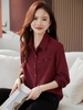 Mã K981: Áo sơ mi đỏ cổ điển kiểu Pháp dành cho nữ cao cấp