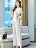 Mã D412: set bộ nữ phong cách phương tây quần ống rộng