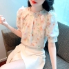 Mã M140: Áo kiểu Pháp bằng vải chiffon họa tiết hoa, thiết kế mới
