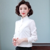 Mã F223: áo sơ mi nữ sang trọng dài tay hiện đại cổ tròn bèo
