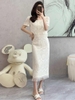 Mã M050: set. váy hai mảnh ren tua rua cổ vuông thanh lịch và trẻ trung