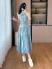 Mã L683: Váy dài denim không tay đi làm kiểu Pháp váy denim nữ