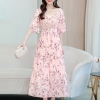 Mã C051: Đầm voan hoa chiết eo nữ