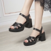 Mã M266: giày cao cấp sandal cao gót đế dày bằng da dành cho nữ