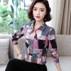 Mã L603: Áo sơ mi chiffon in họa tiết dài tay trung niên