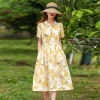 Mã B078: đầm váy hoa nữ mùa hè ngắn tay phong cách mới cổ điển cotton