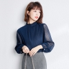 Mã A813: áo sơ mi nữ cổ tròn voan cao cấp phong cách phương Tây