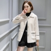 Mã F018: áo khoác nữ Grain Shearing Nữ phong cách ngắn Slim Small Young
