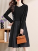Mã L258: váy đẹp cao cấp dài tay dài dáng rộng big size trung niên giảm béo