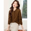 Mã L414: Áo sơ mi cotton màu tím nữ cao cấp mùa xuân mới giản dị