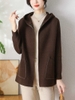 Mã L069 Áo khoác cashmere có mũ cho nữ cao cấp