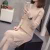 Mã C525: đầm len mùa thu đông phối ren