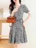Mã L255: váy đẹp cao cấp chiffon hoa cho nữ cao cấp mùa hè dài vừa tay ngắn